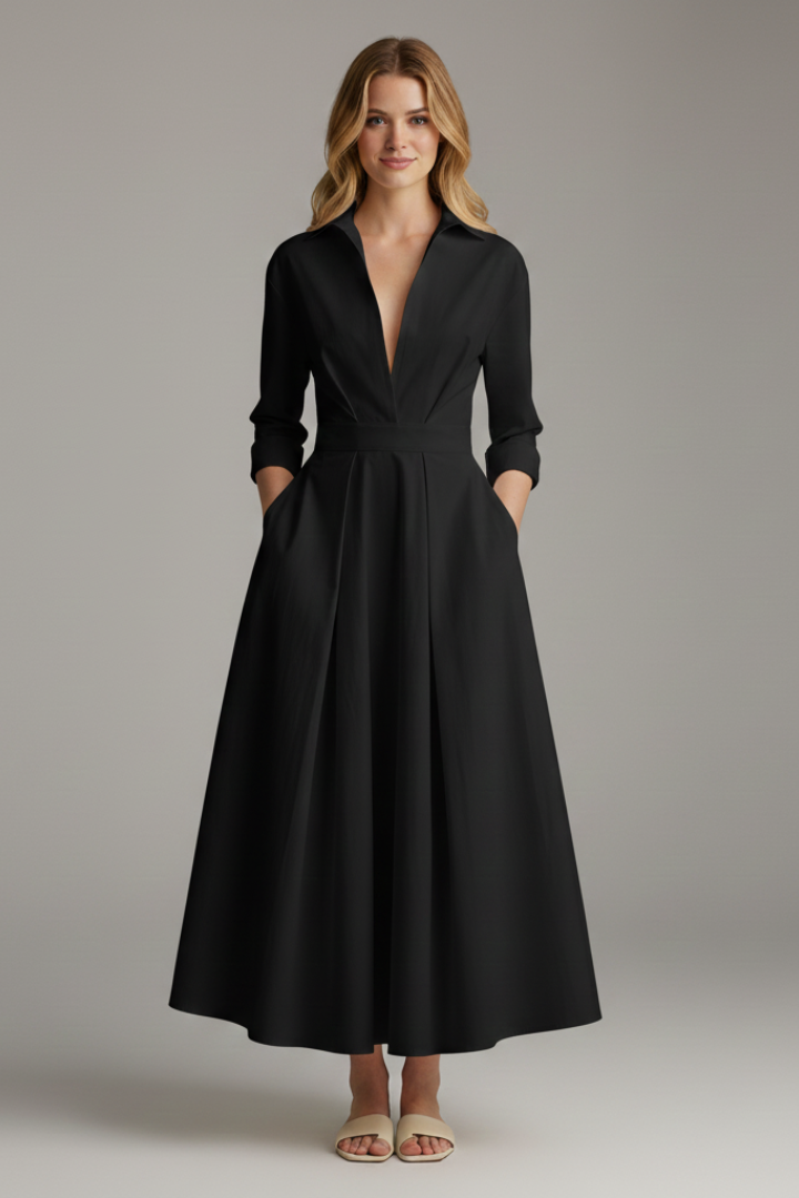 Damen Midikleid mit betonter Taille