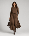 Damen's Two-Piece Long Sleeve Top und Maxi Rock Set
