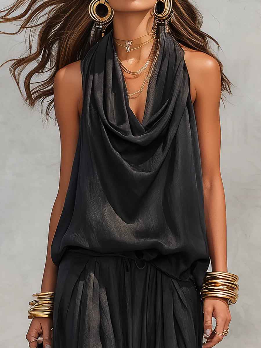 Serena Halter Neck Top and Pleated Trousers Set