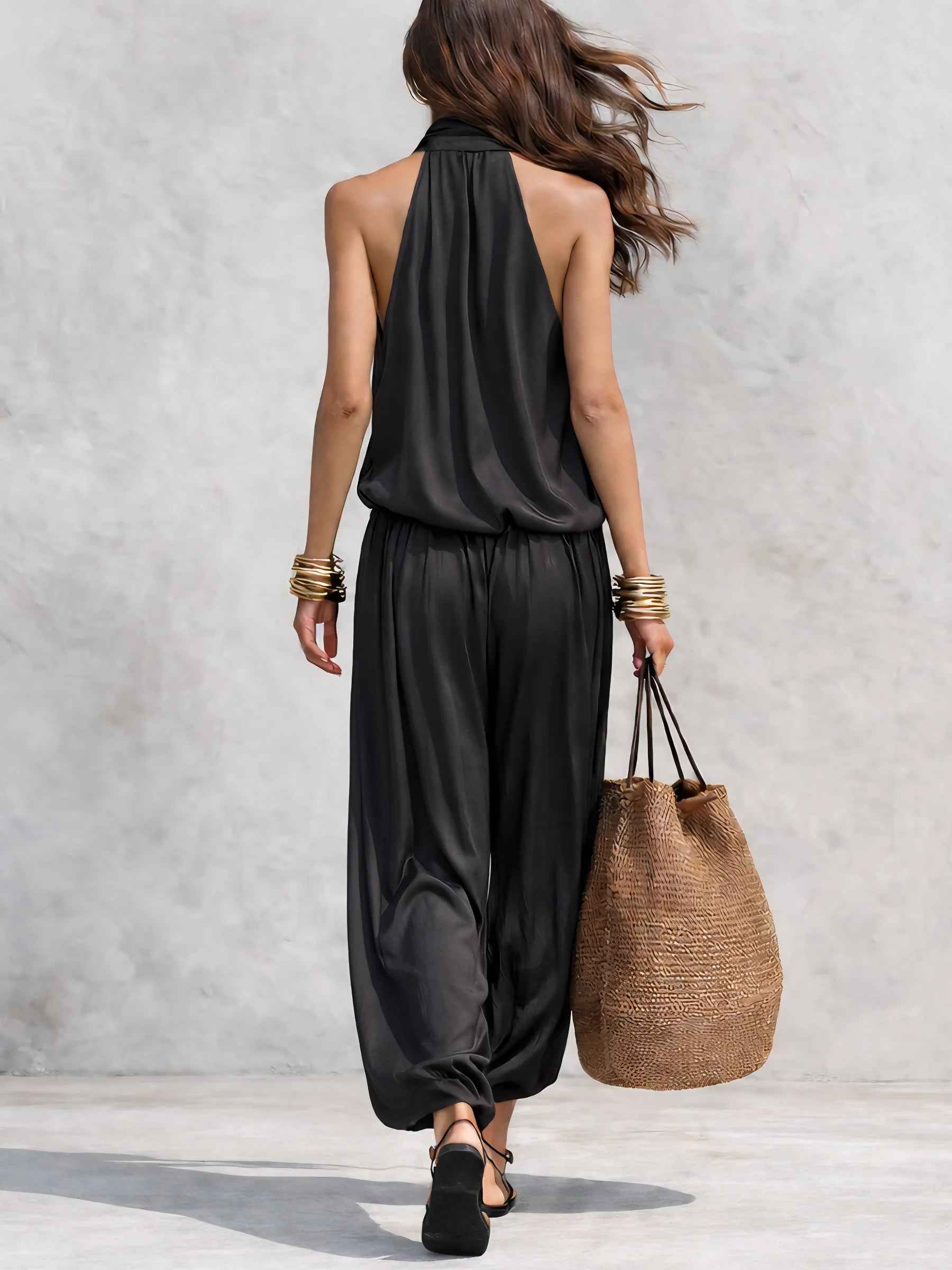 Serena Halter Neck Top and Pleated Trousers Set