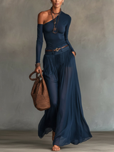 Celeste Set aus One-Shoulder-Top und Tüllrock