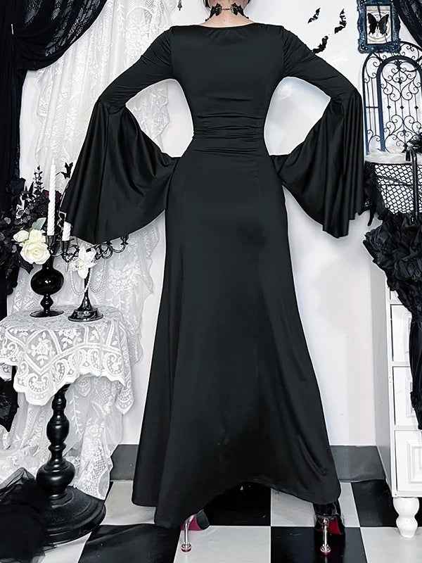 Gothische Eleganz: Schnürkrankenschultern Mermaid Maxi Kleid für einen atemberaubenden Look