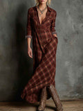 Elegantes grünes Karo-Revers-Hemd mit Ein-Knopf-Kleid für einen stilvollen Look