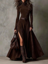 Elegantes langärmeliges Rollkragenkleid Damen
