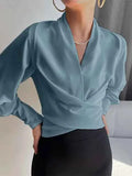 Bluse mit Drapierung & V-Ausschnitt - Zeitlos Elegant
