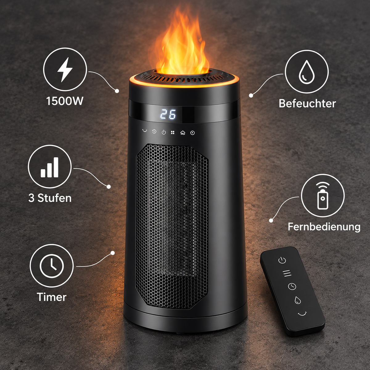 FlameHeat Keramik-Heizlüfter 1500W