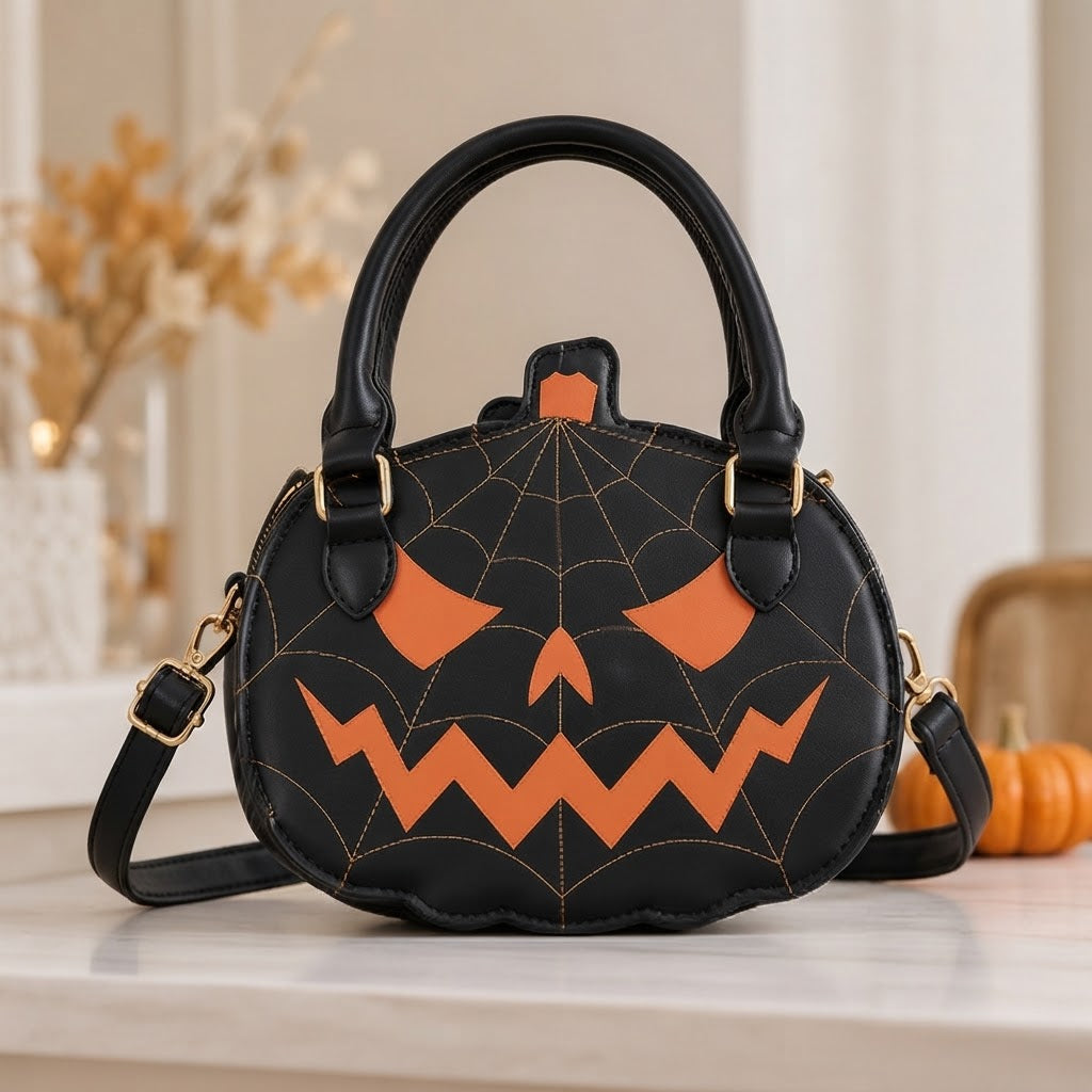 Kürbis-Handtasche aus Kunstleder - Halloween-Accessoire