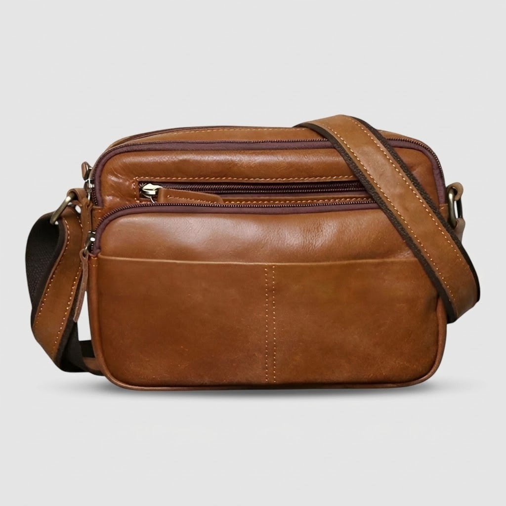 Premium Mattleder Braune Alltags-Umhängetasche