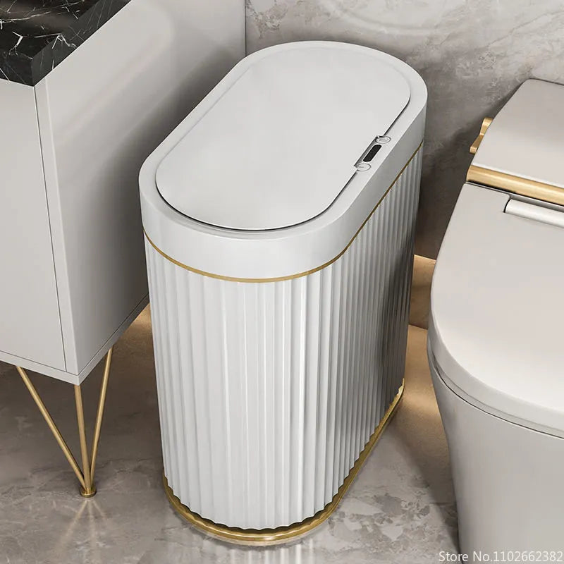 Berührungsloser Mülleimer, Weiß, strukturiertes Design