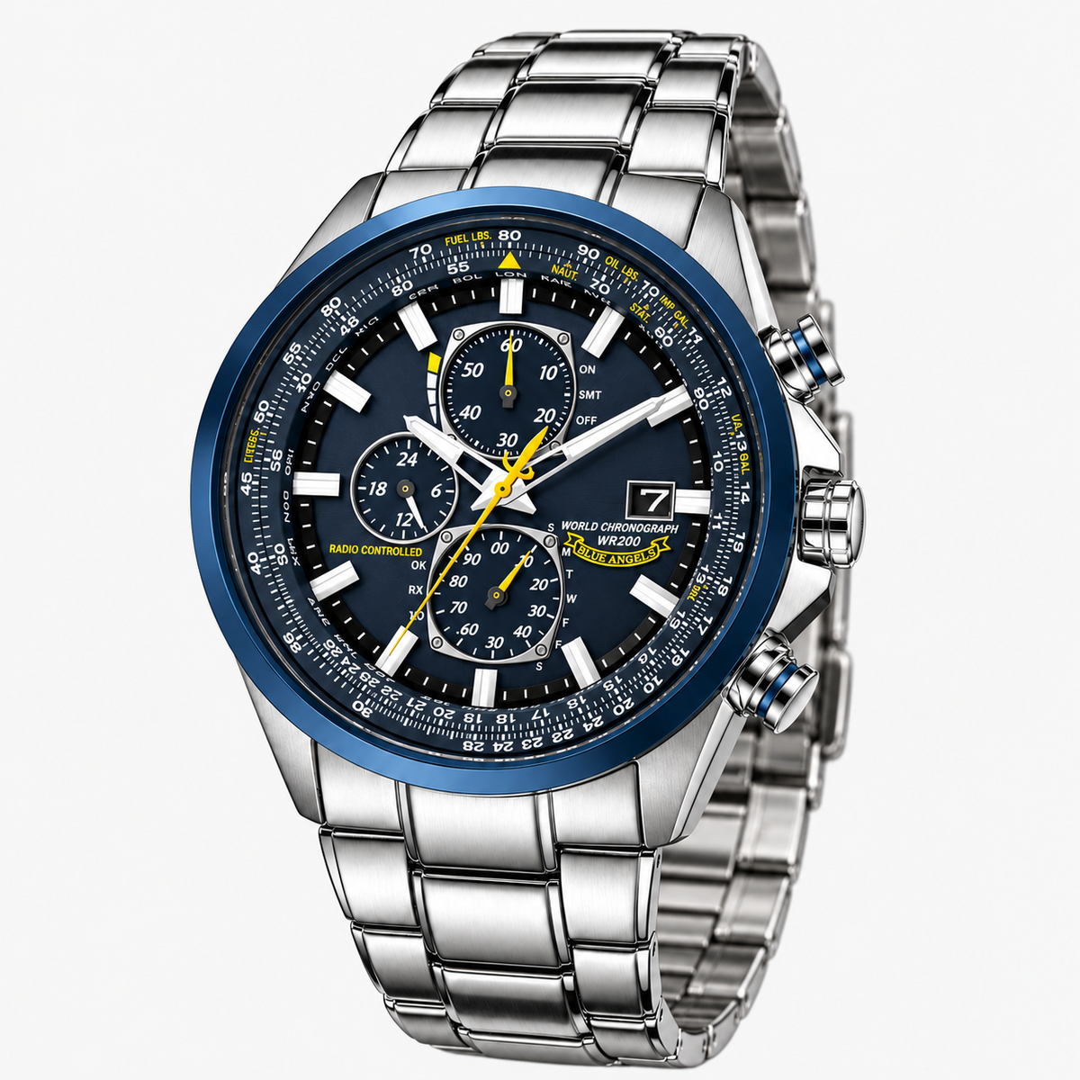 Vyriškas chronografinis laikrodis MultiSteel 42mm, plienas sidabrinis, mėlynas ciferblatas, elegantiškas