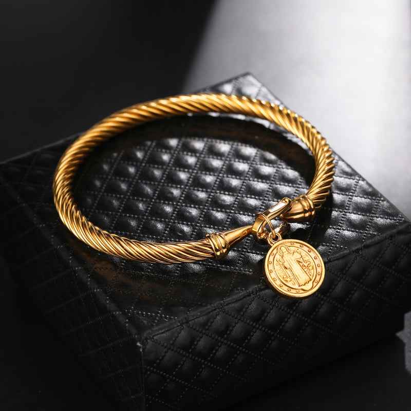 Bedelarmband Heilige Benedictus Goudkleurig - Religieuze Herren/Damen Armband