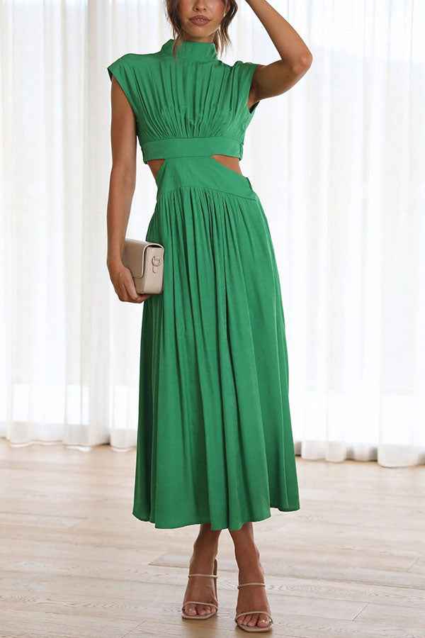 Quincy | Elegantes Midikleid mit Cut-Out-Detail und Taschen