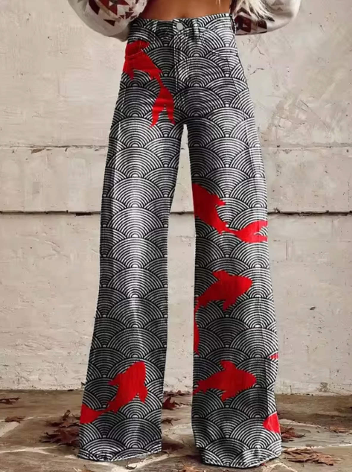 Sophie | Elegante weite Hose mit fröhlichem buntem Druck für einen frischen Look