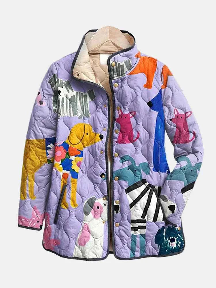 Rhea | Quilted Jacket with Dog Print
