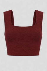 Quadratischer Up-Crop Damen Tanktop Ärmellos Sport Fitness Yoga Top