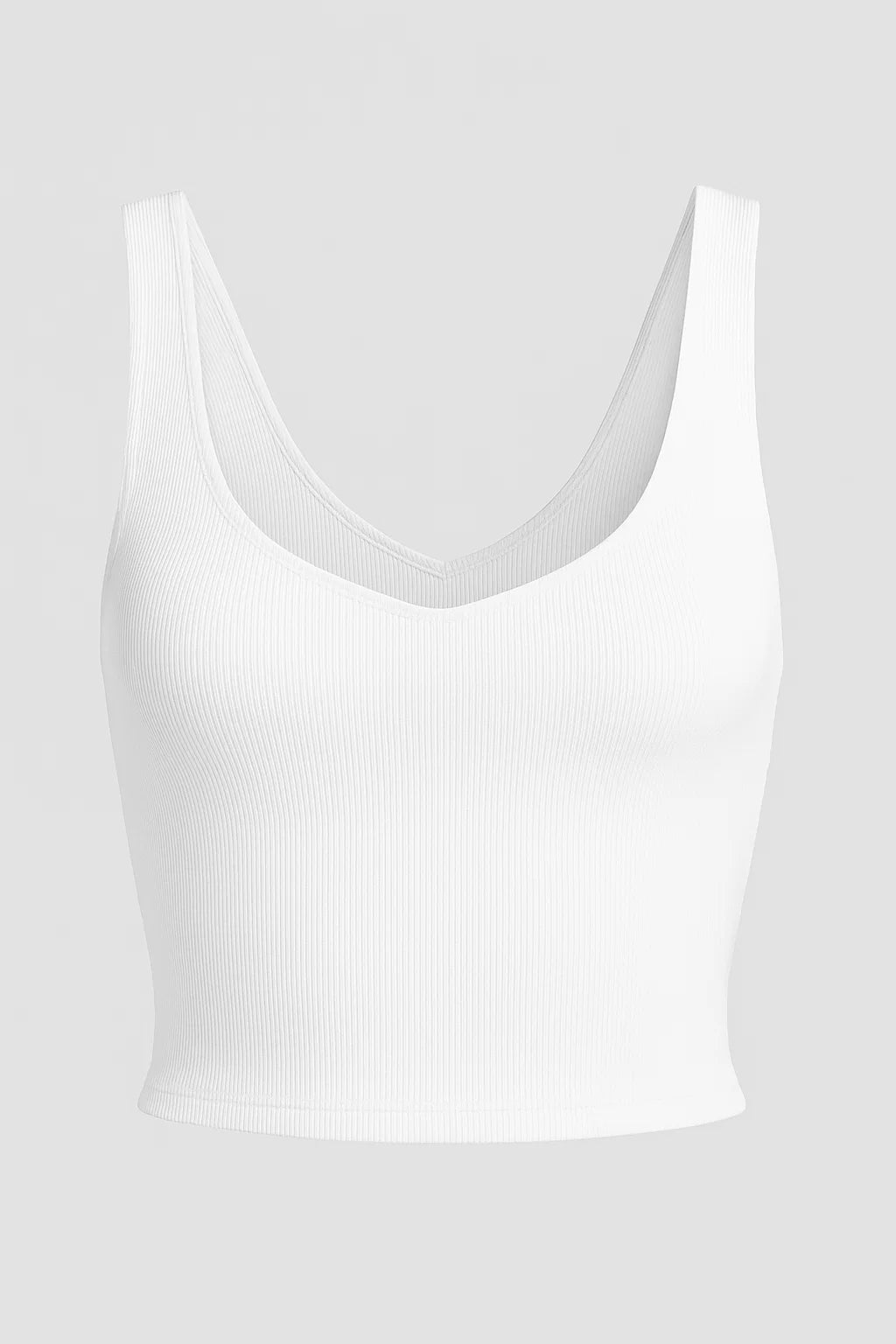 Nina | Damen Rippen Kurzes Top Weiß Tanktop Yoga Fitness Sommer