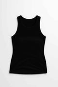 Top Spacedye da donna Refocus nero con schiena a racerback per sport, yoga e fitness