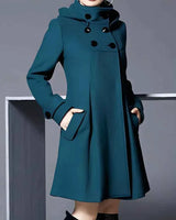 Eleganter Wollmantel mit Kapuze für einen eleganten Look