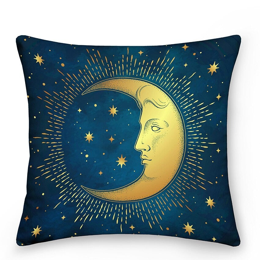 Thessaliae - Luxuriöse Zierkissen mit Sonne und Mond im mystischen astrologischen Stil