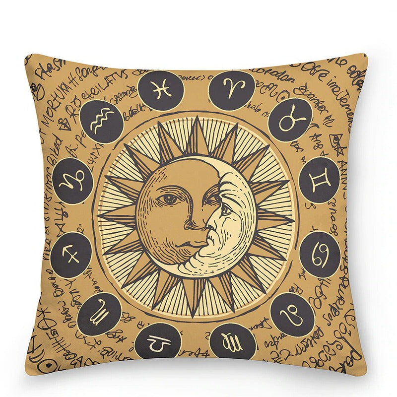 Thessaliae - Luxuriöse Zierkissen mit Sonne und Mond im mystischen astrologischen Stil