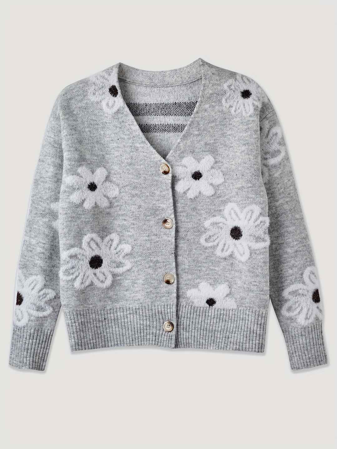 Mia Blumenmuster-Strickcardigan – Weicher, kuscheliger Strick mit zartem Blumendruck