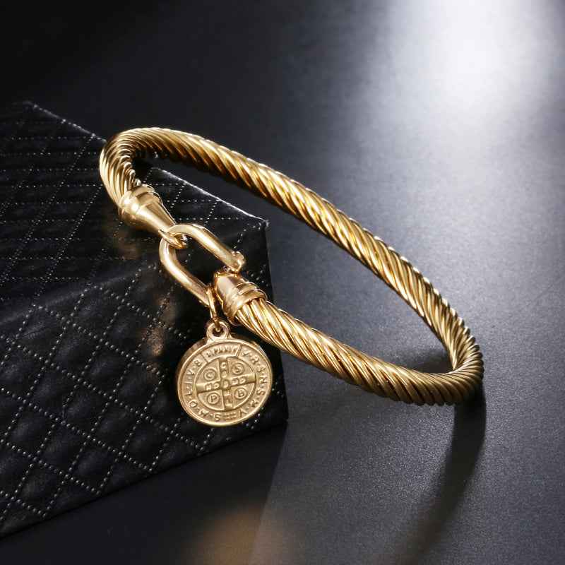 Bedelarmband Heilige Benedictus Goudkleurig - Religieuze Herren/Damen Armband