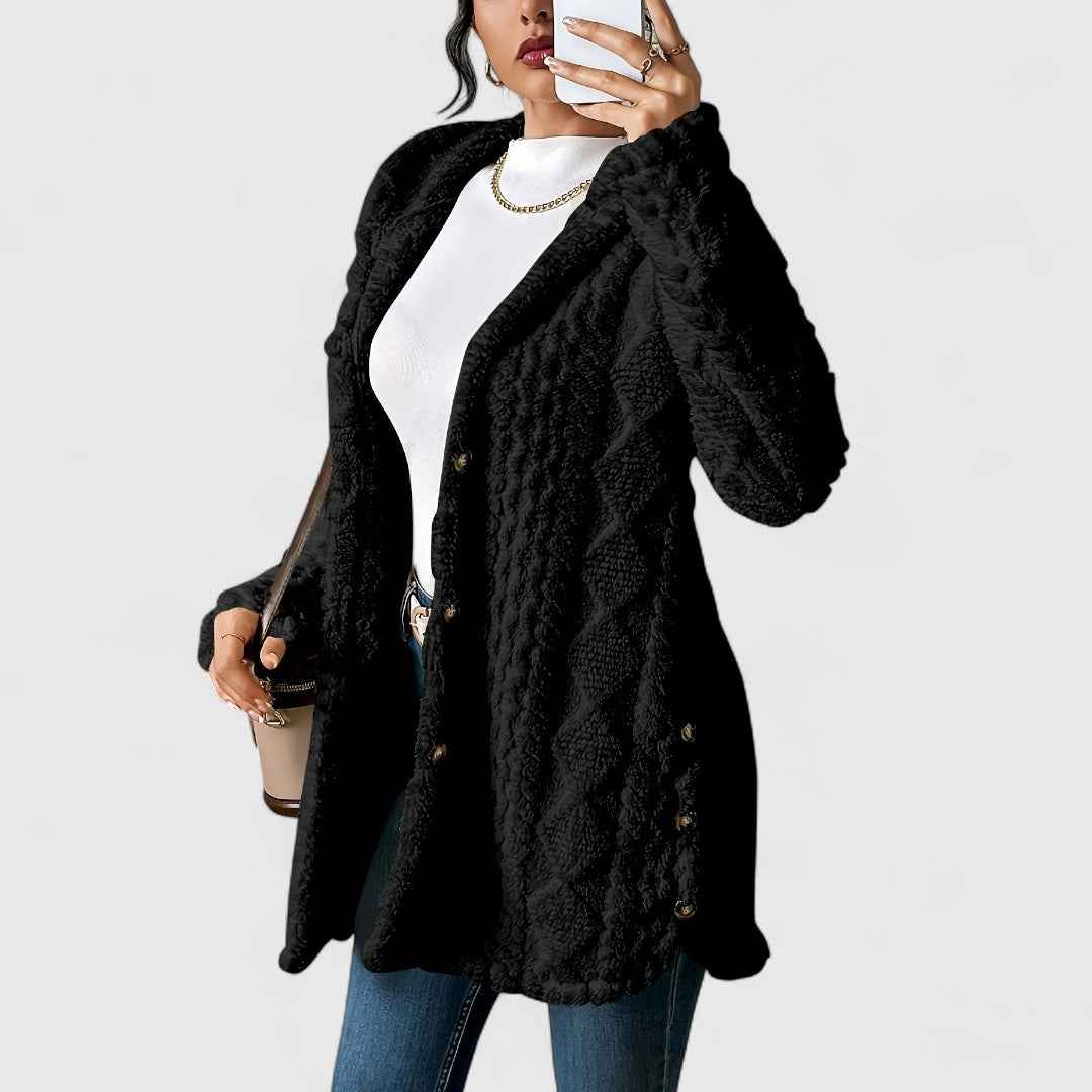 Elise – Gemütlichkeit trifft auf Stil mit diesem luxuriösen Plüsch-Hoodie-Cardigan