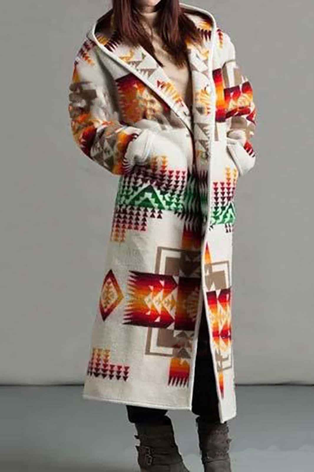 Eleganter bedruckter Langjacke mit praktischem Reversdesign