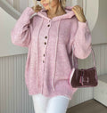 Cardigan con cappuccio morbido, coulisse e chiusura con bottoni frontale