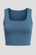 Top corto Square Up da donna blu per sport, fitness e yoga
