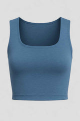 Damen Square Up Crop Top Blau Sport Fitness Yoga Outfit
