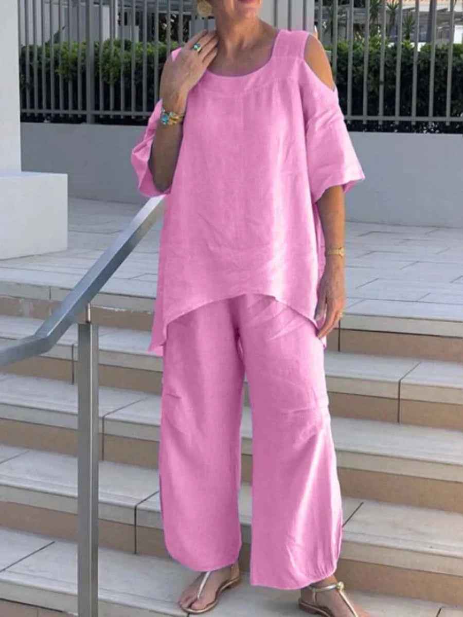 Elegantes Zweiteiler mit kurzen Ärmeln und Pullover