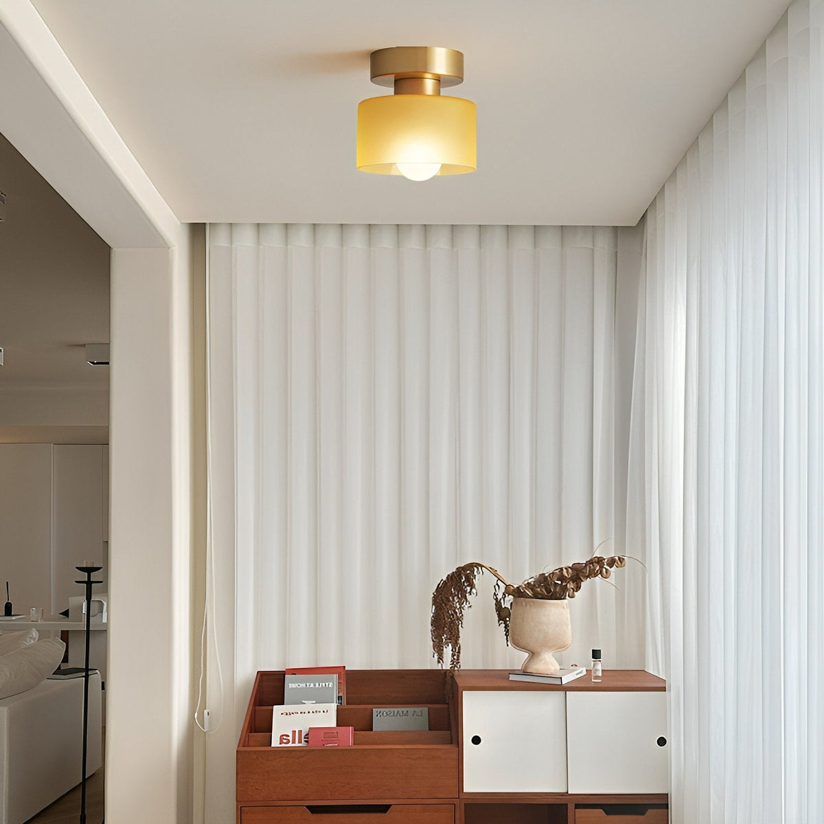 Bauhaus Geometrische Alabaster Deckenleuchte Trommel