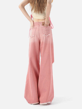 Trendige lockere Jeans mit Fransen und stylischen Buchstaben-Details