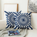 Almohadón azul lujoso bordado con diseño ornamental elegante