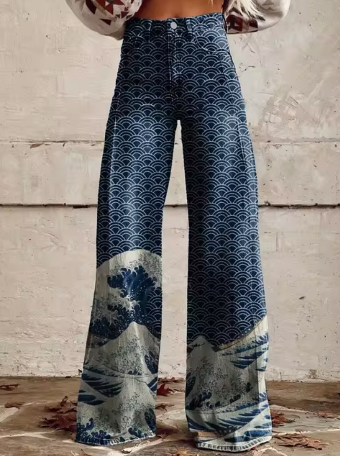 Sophie | Elegante weite Hose mit fröhlichem buntem Druck für einen frischen Look