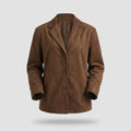 Damen Oversize Blazer - Braune Wildlederoptik mit Revers