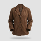 Damen Oversize Blazer - Braune Wildlederoptik mit Revers
