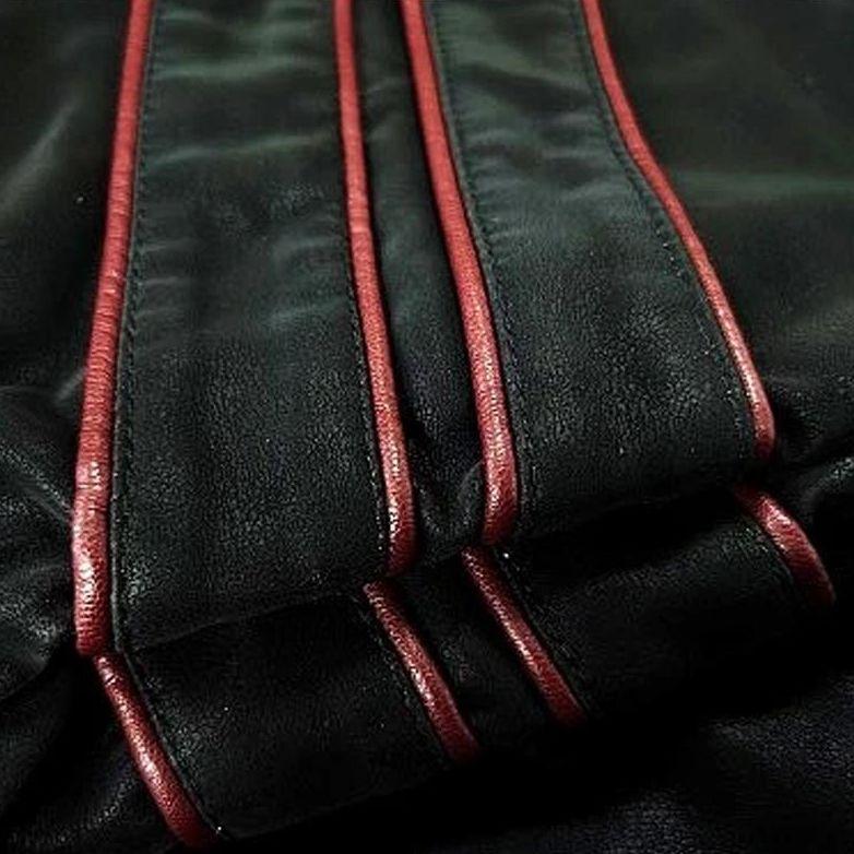 Herren Bikerjacke aus Kunstleder mit Kontraststreifen
