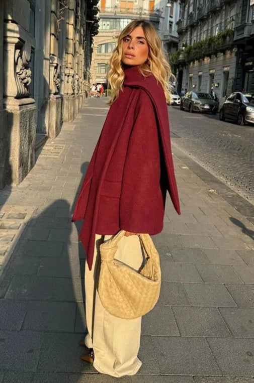 Wollmantel mit Schal-Kragen und einfachem Knopfloch