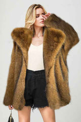 Mid-length blazer with faux fur trim for a warm and elegant style