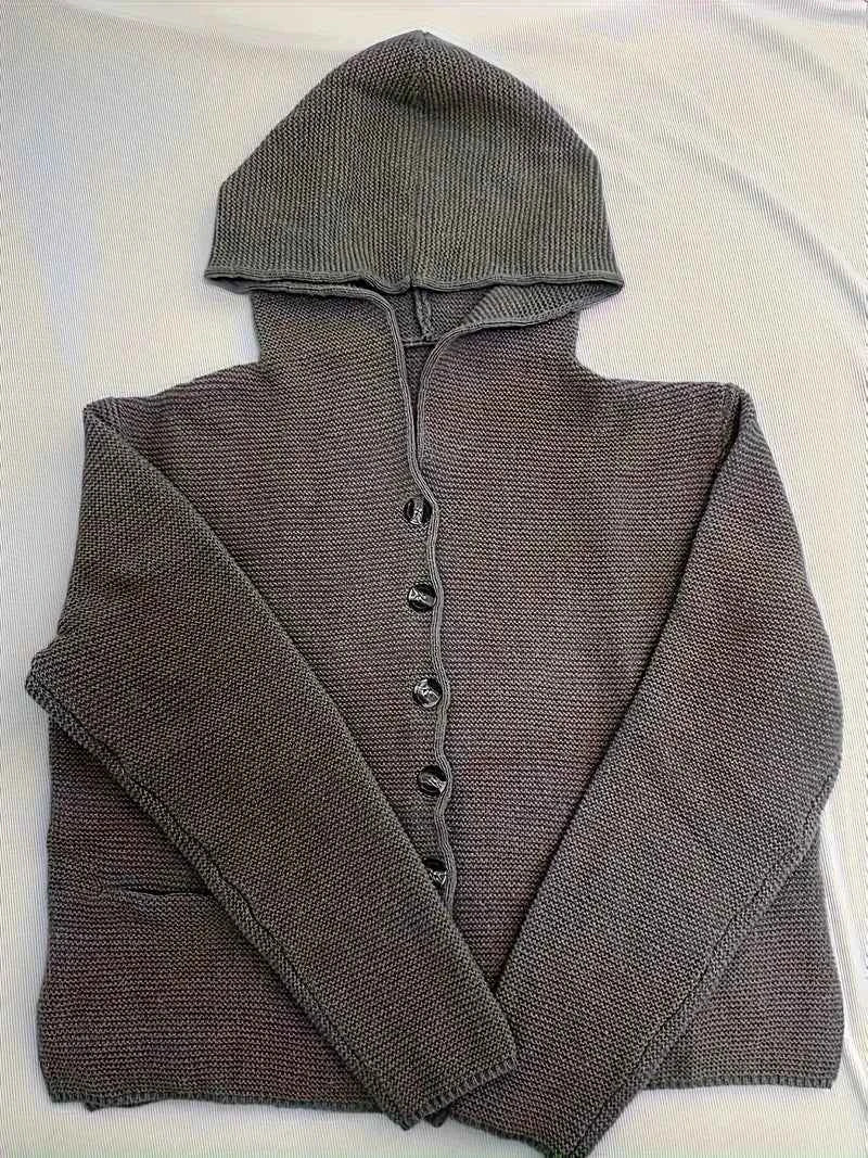 Schicke Langarm-Strickjacke mit Kapuze für elegante Alltagslooks