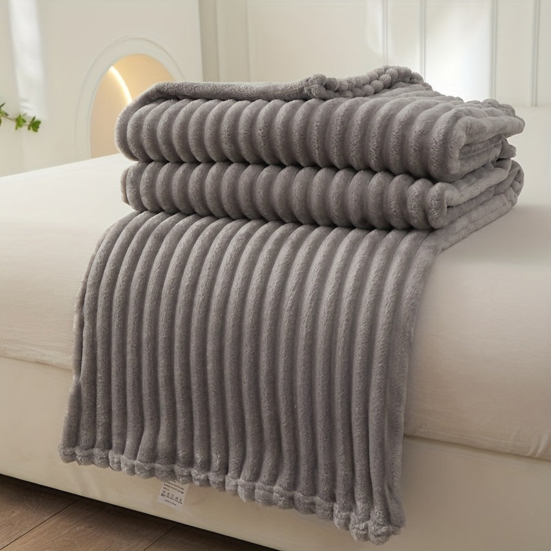 Cirethra Luxuriöse Weiche Plüschdecke mit Elegantem Rippmuster für Zusätzlichen Komfort