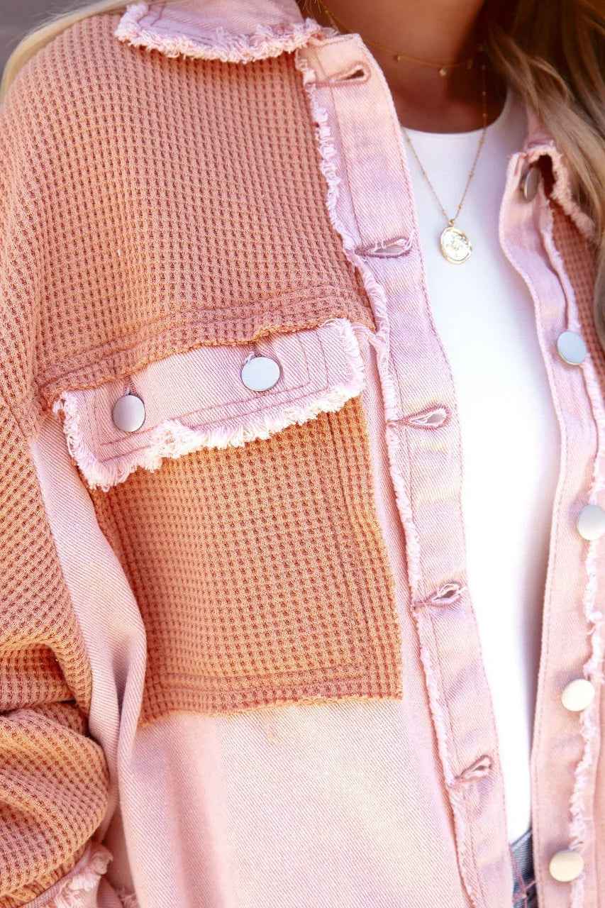 Lässige Waffelstrick-Kurzmantel mit gebürstetem Finish