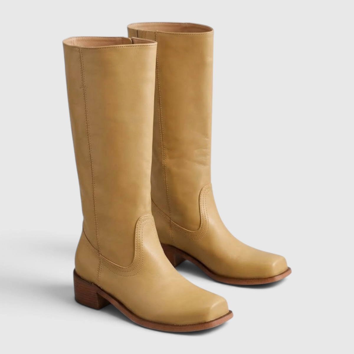 Damen Kniehohe Lederstiefel mit Absatz