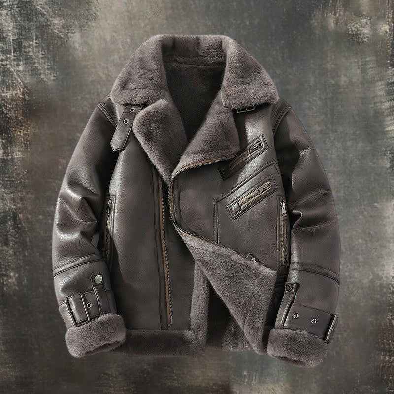 Warm and trendy leather jacket