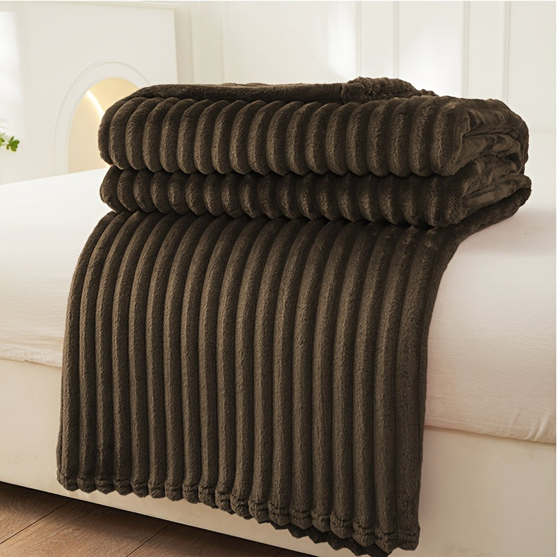 Cirethra Luxuriöse Weiche Plüschdecke mit Elegantem Rippmuster für Zusätzlichen Komfort