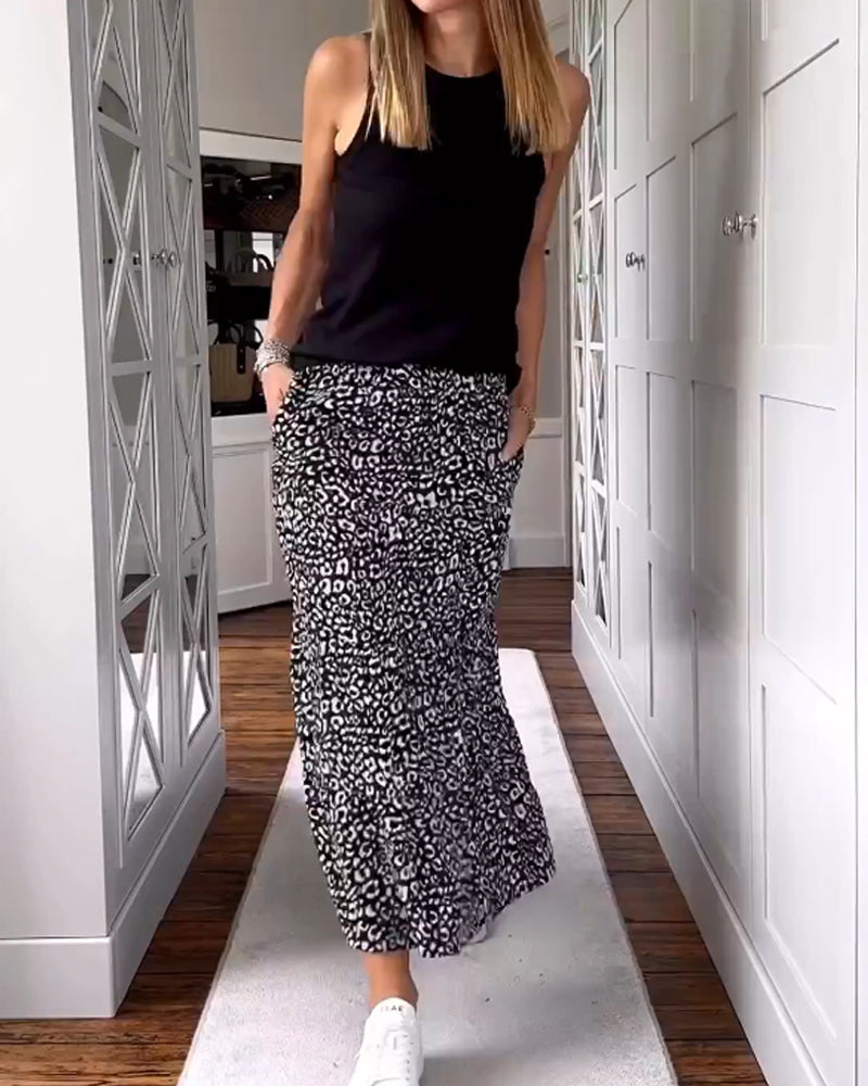 Eleganter casual langer Rock mit trendigem Druck