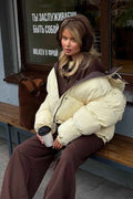 Giacca cropped casual a blocchi di colore in cotone - Basic elegante e comodo