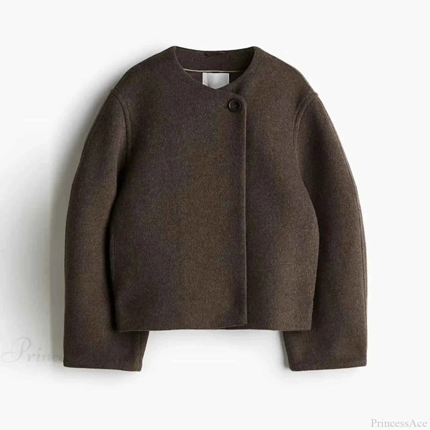 Eleganter lässiger Wollmantel mit Rundkragen und lockerer Passform